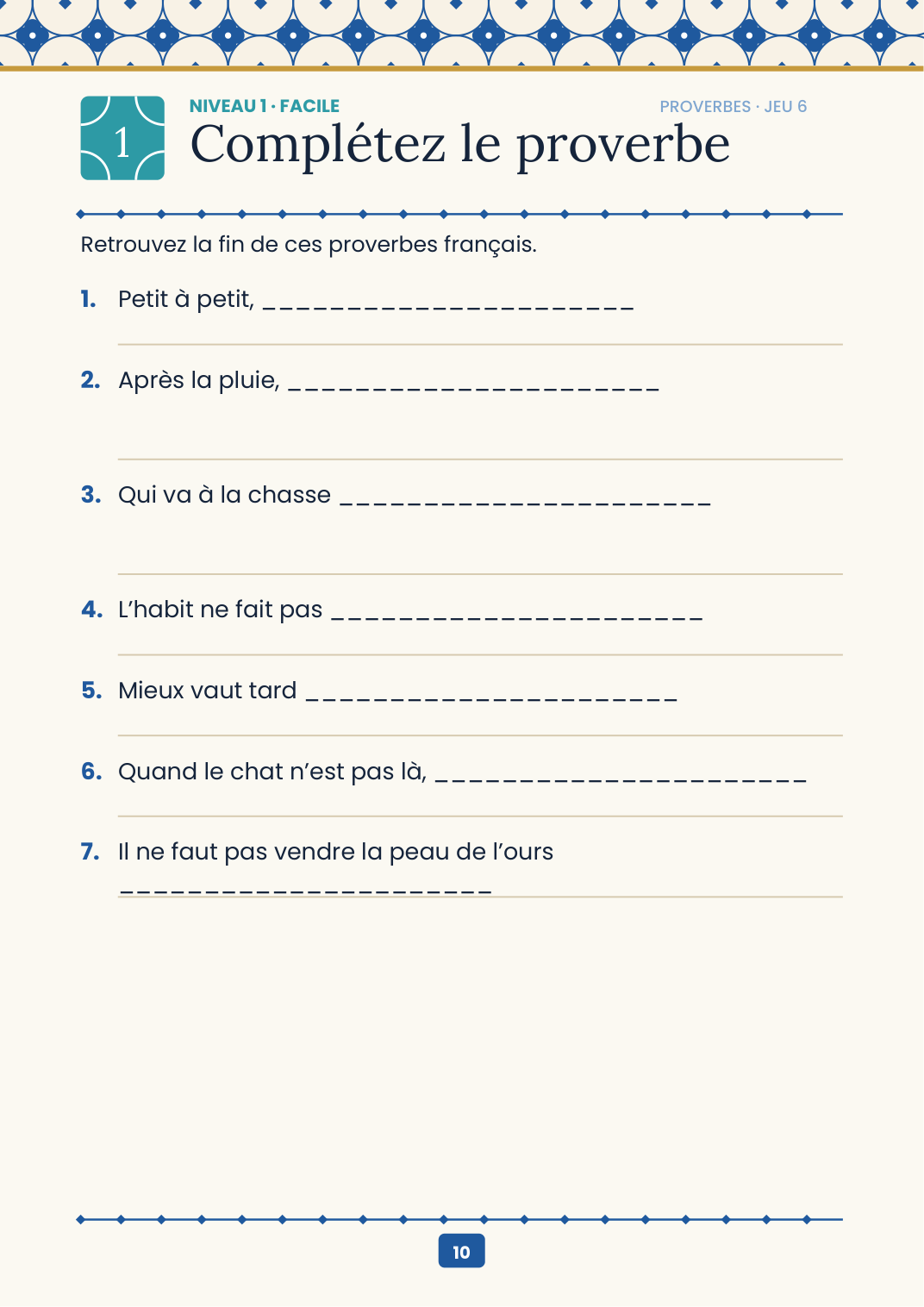 Page réelle de proverbes de Défi 50+ France
