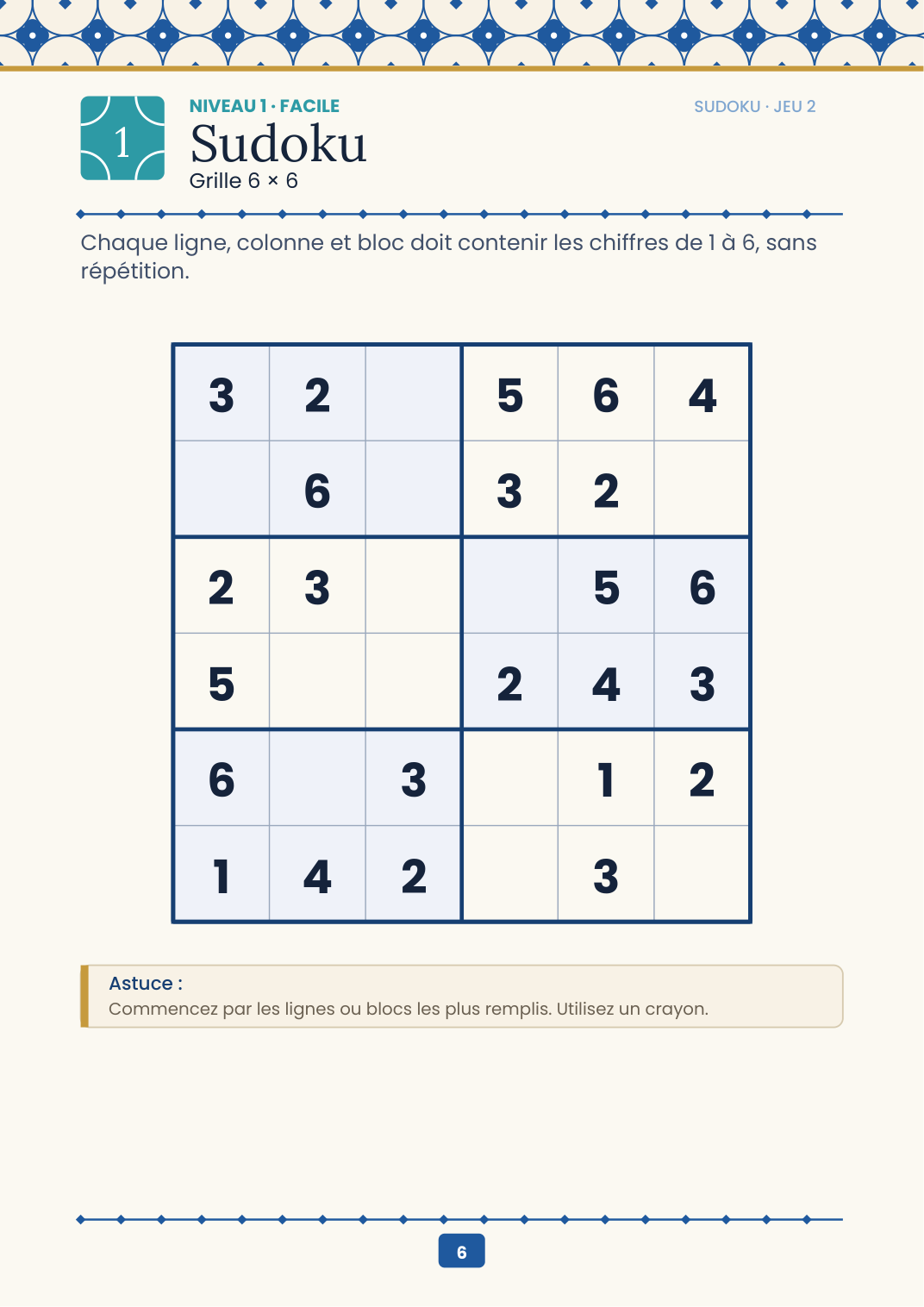 Sudoku 6 × 6